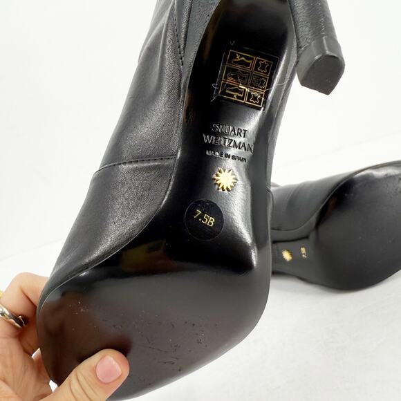 Stuart Weitzman Womens Luxecurve 100 Stretch Bootie Size 7.5 Black Leather NIB - Picture 10 of 12